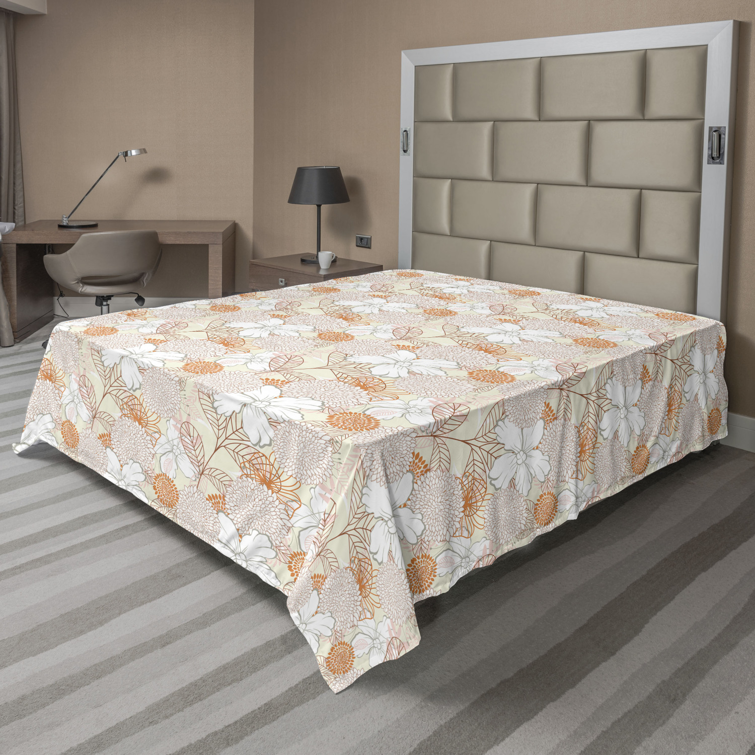 Ambesonne Blossom Garden Flat Sheet Top Sheet Decorative Bedding 6 Sizes - Picture 29 of 42