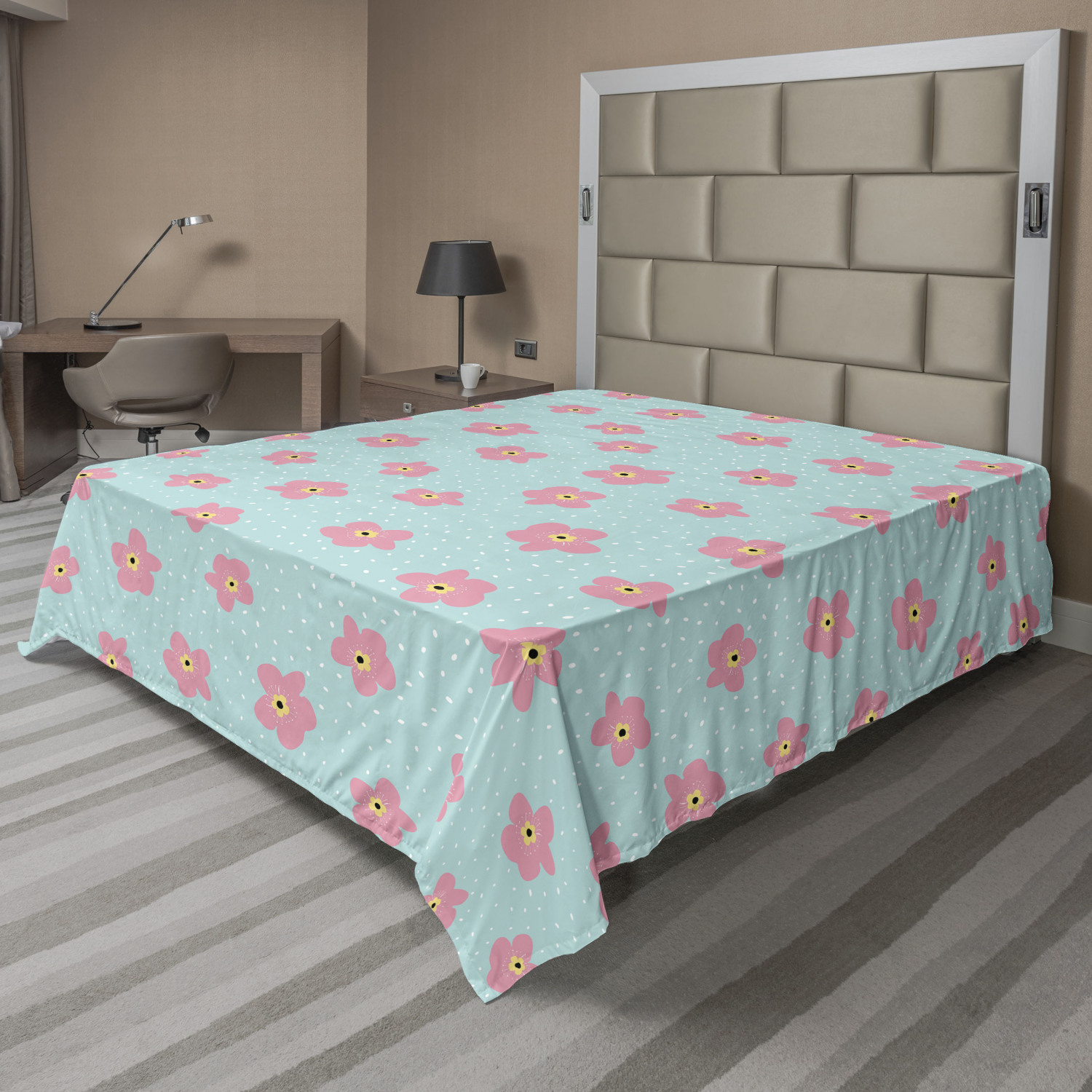 Ambesonne Blossom Garden Flat Sheet Top Sheet Decorative Bedding 6 Sizes - Picture 17 of 42