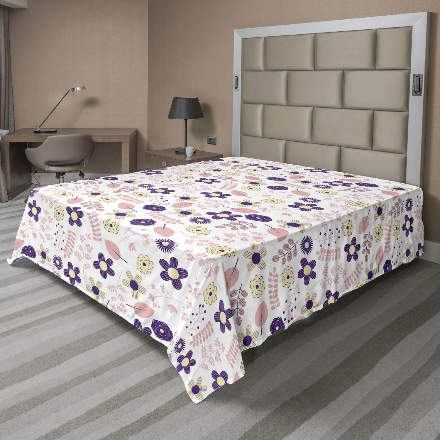 Ambesonne Blossom Garden Flat Sheet Top Sheet Decorative Bedding 6 Sizes - Picture 20 of 42