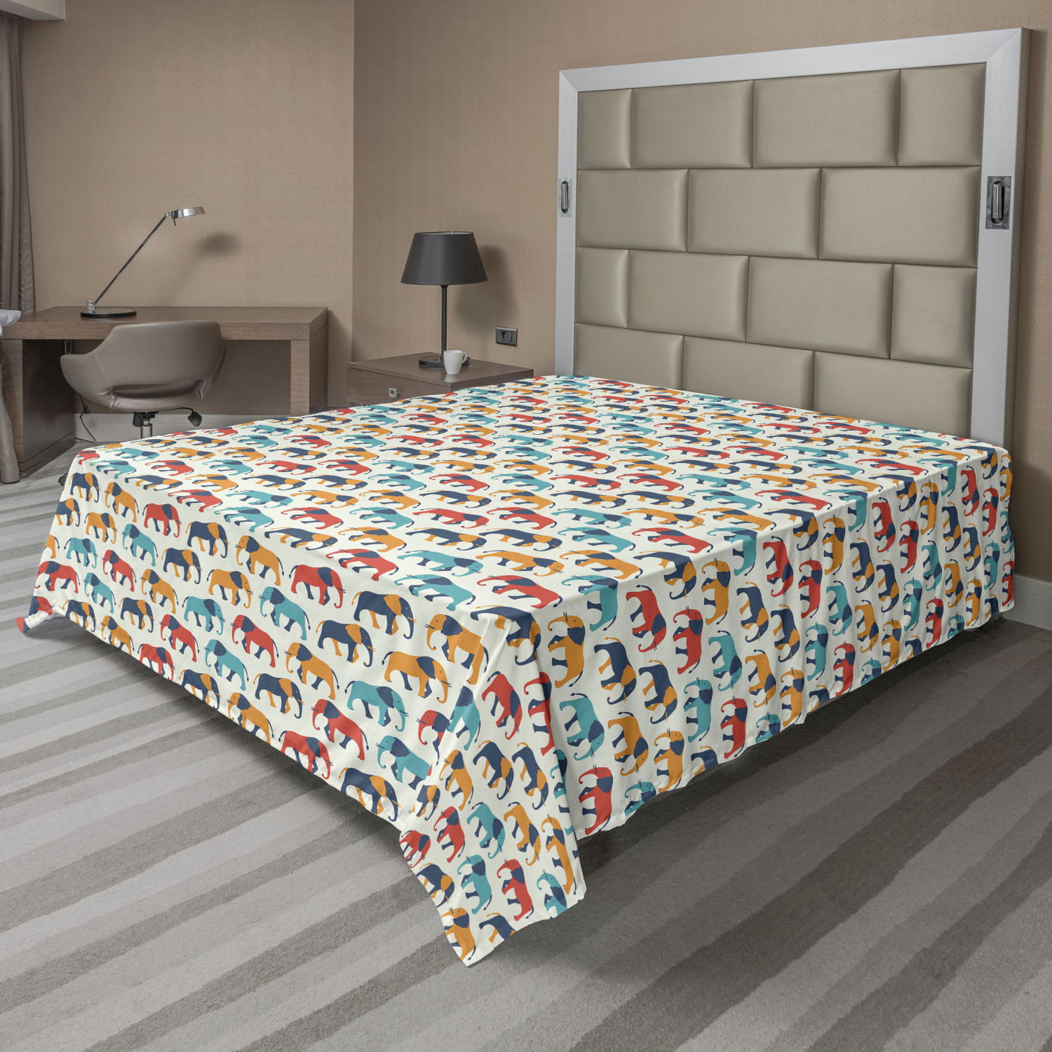 Ambesonne Elephant Print Flat Sheet Top Sheet Decorative Bedding 6 Sizes - Picture 33 of 40