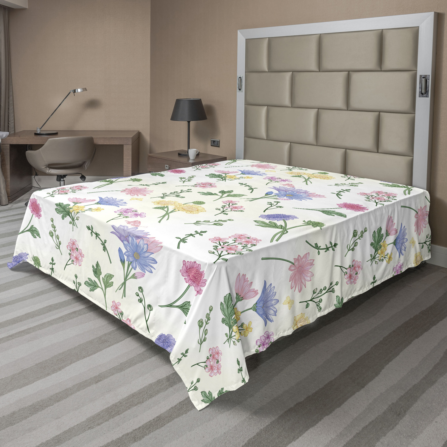 Ambesonne Aster Flat Sheet Top Sheet Decorative Bedding 6 Sizes