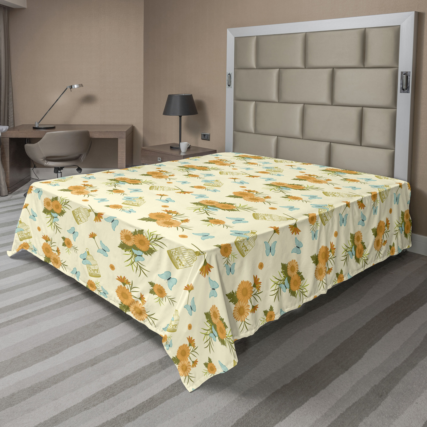 Ambesonne Aster Flat Sheet Top Sheet Decorative Bedding 6 Sizes