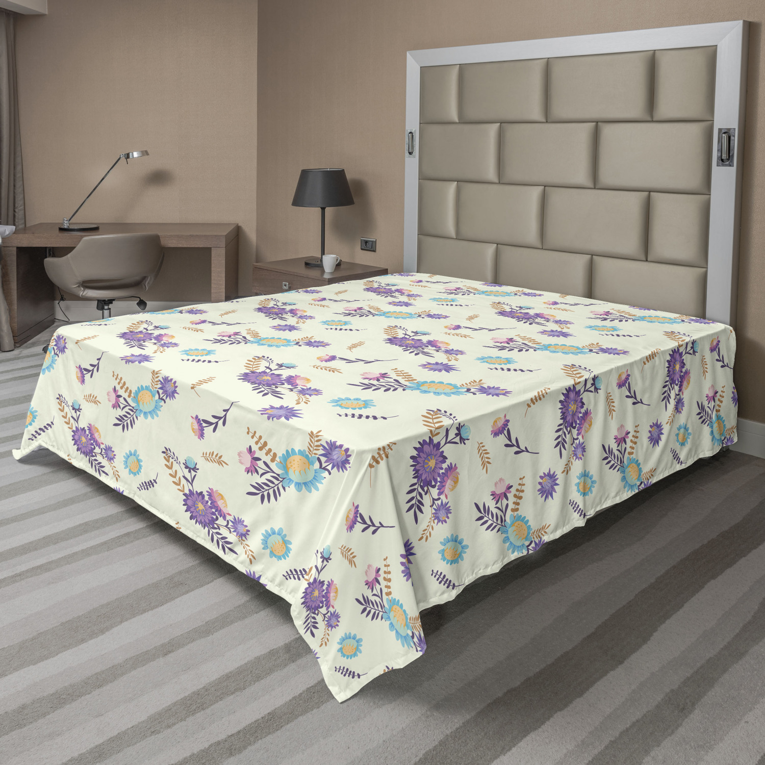 Ambesonne Aster Flat Sheet Top Sheet Decorative Bedding 6 Sizes