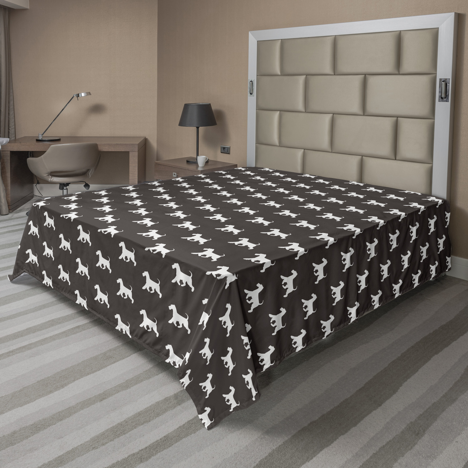 Ambesonne Dog Theme Art Flat Sheet Top Sheet Decorative Bedding 6 Sizes - Picture 36 of 42