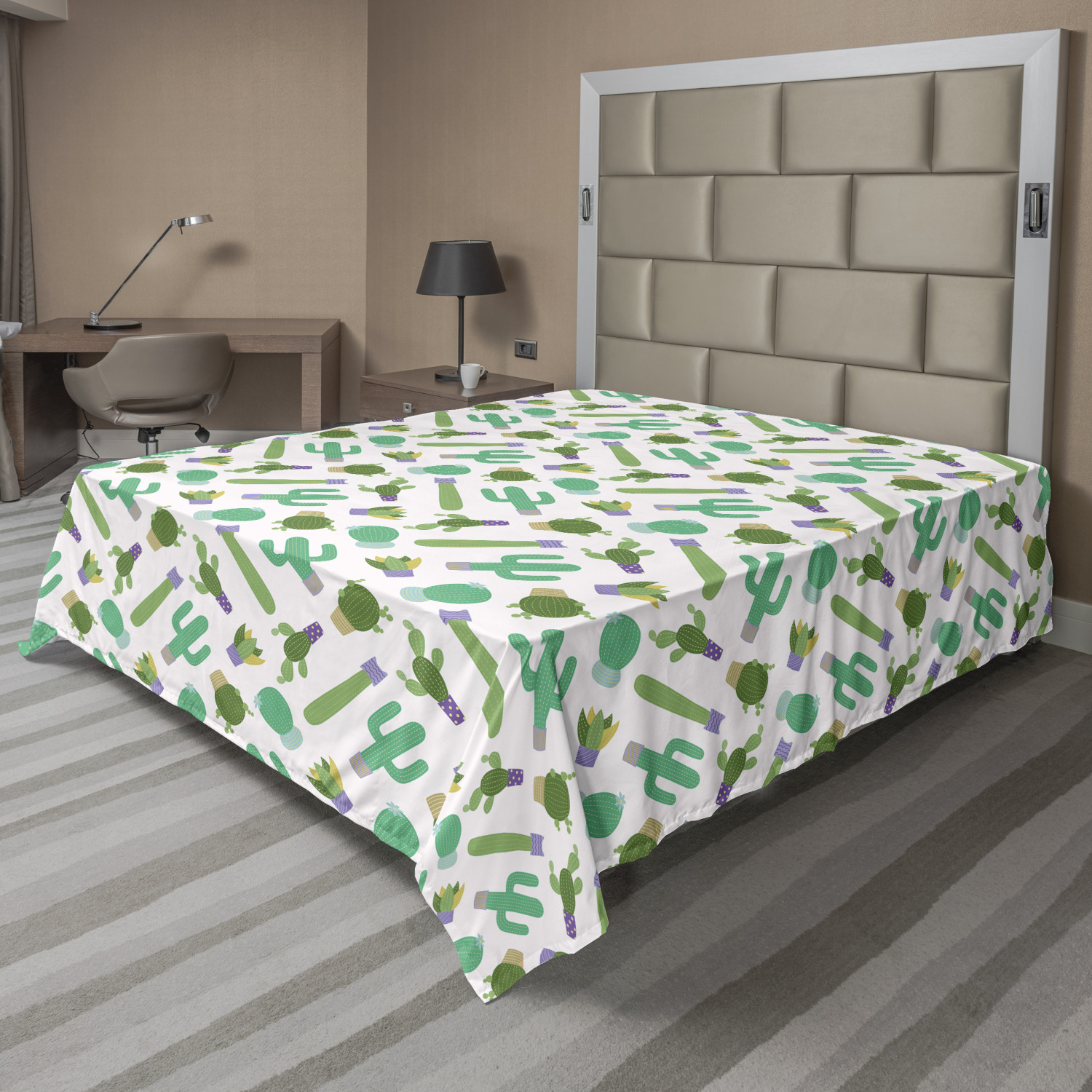 Ambesonne Cactus Print Flat Sheet Top Sheet Decorative Bedding 6 Sizes - Picture 40 of 42