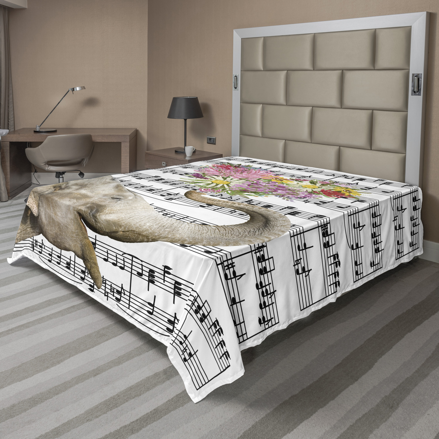 Ambesonne Elephant Print Flat Sheet Top Sheet Decorative Bedding 6 Sizes - Picture 21 of 40