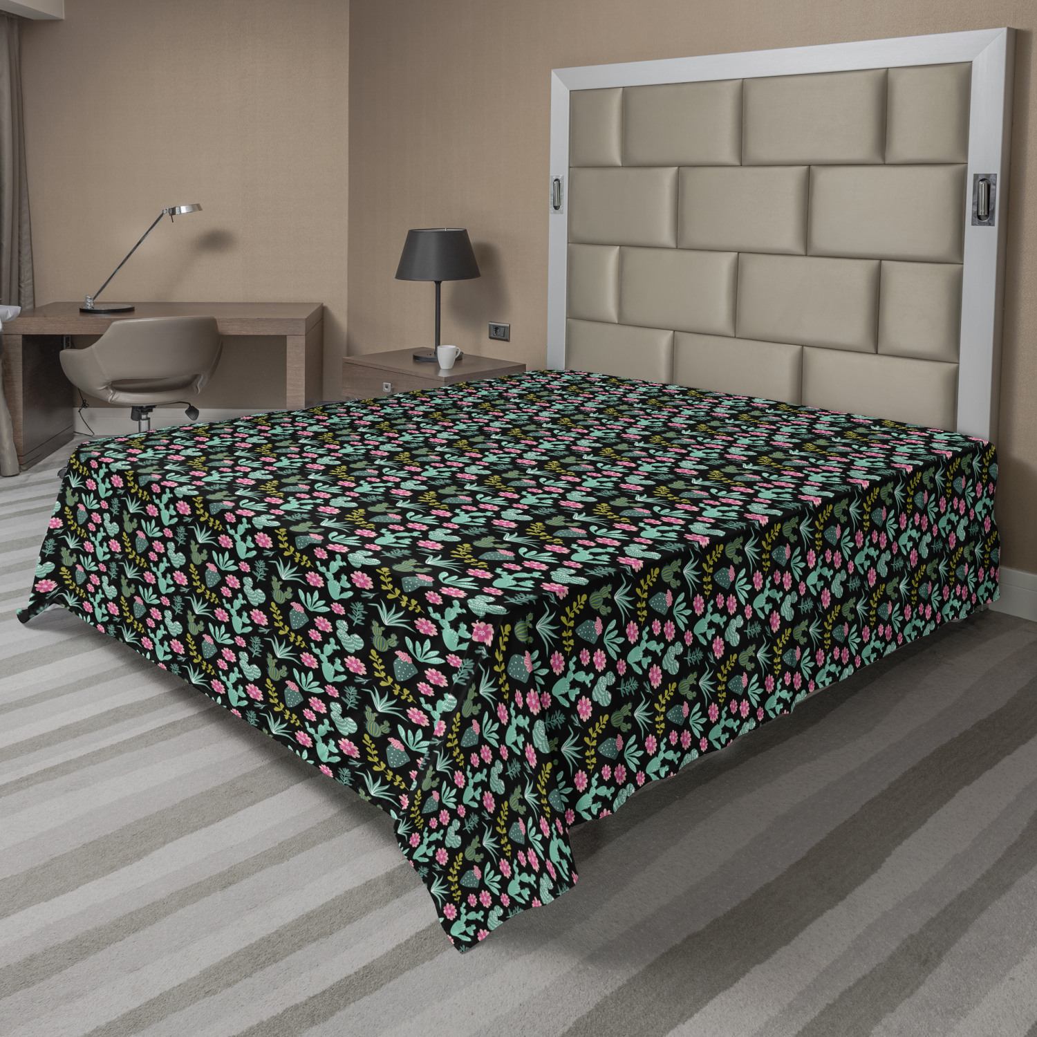 Ambesonne Cactus Print Flat Sheet Top Sheet Decorative Bedding 6 Sizes - Picture 9 of 42