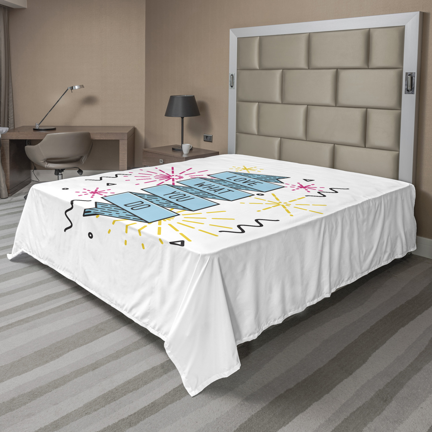 Ambesonne Motivation Flat Sheet Top Sheet Decorative Bedding 6 Sizes - Picture 8 of 42