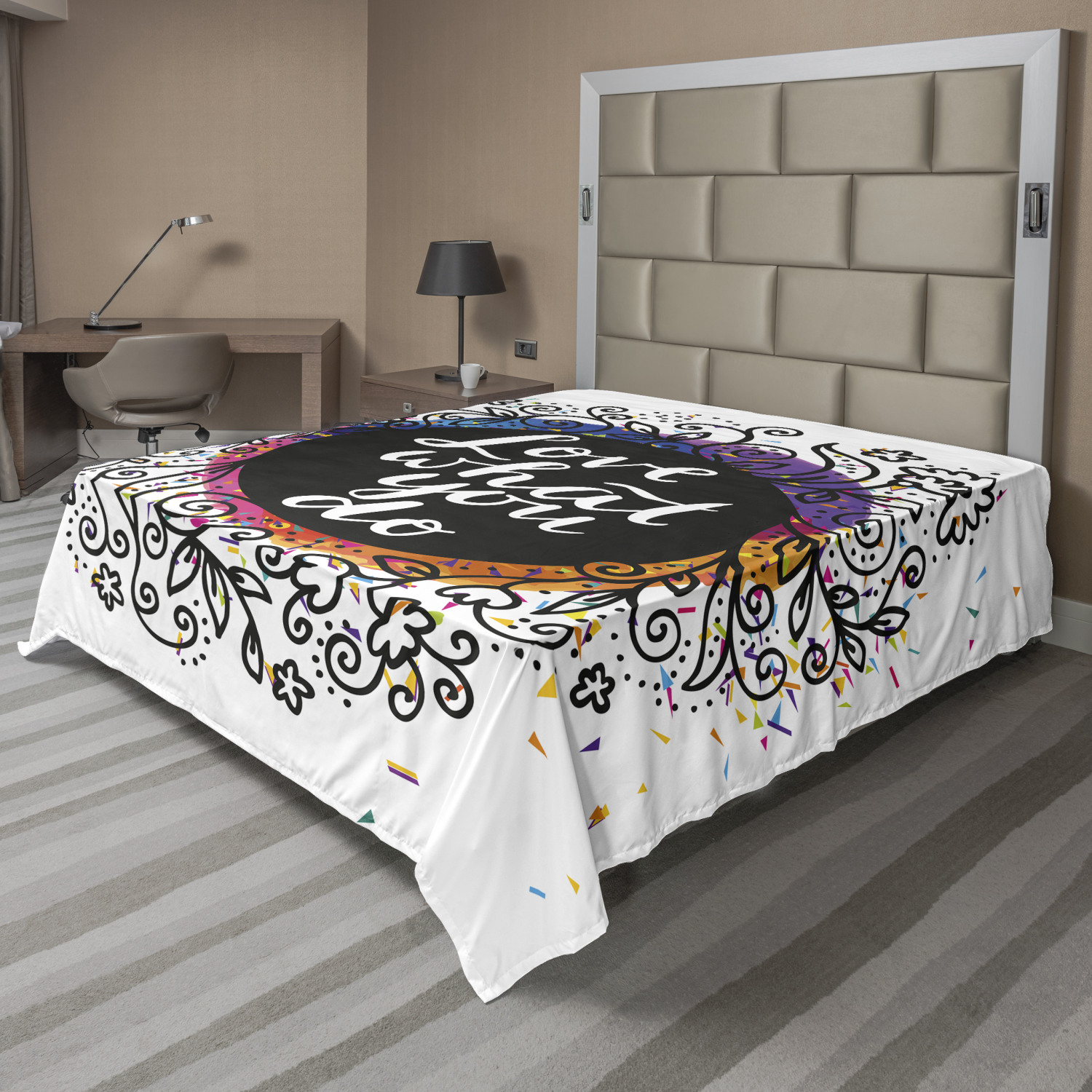 Ambesonne Motivation Flat Sheet Top Sheet Decorative Bedding 6 Sizes - Picture 21 of 42