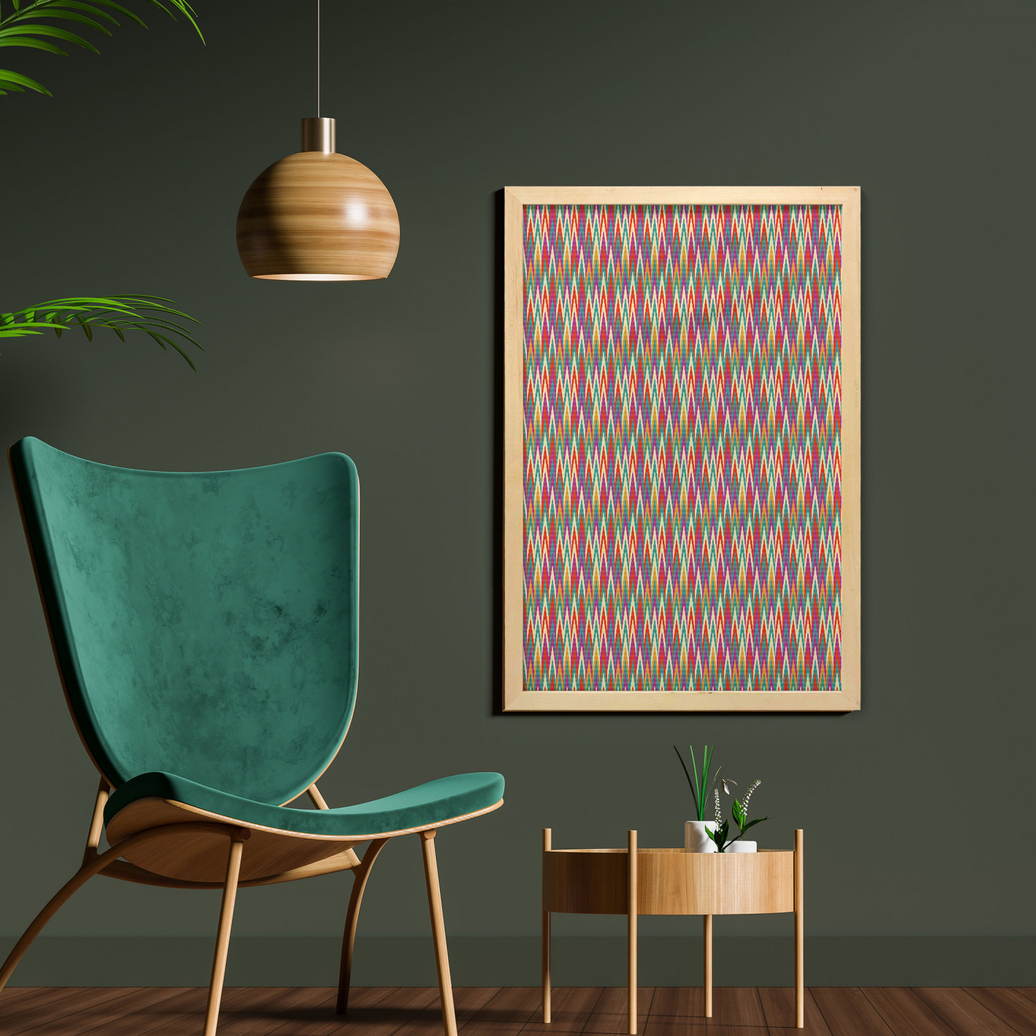 Ambesonne Ikat Wall Art with Frame for Bathrooms Living Room Dorms