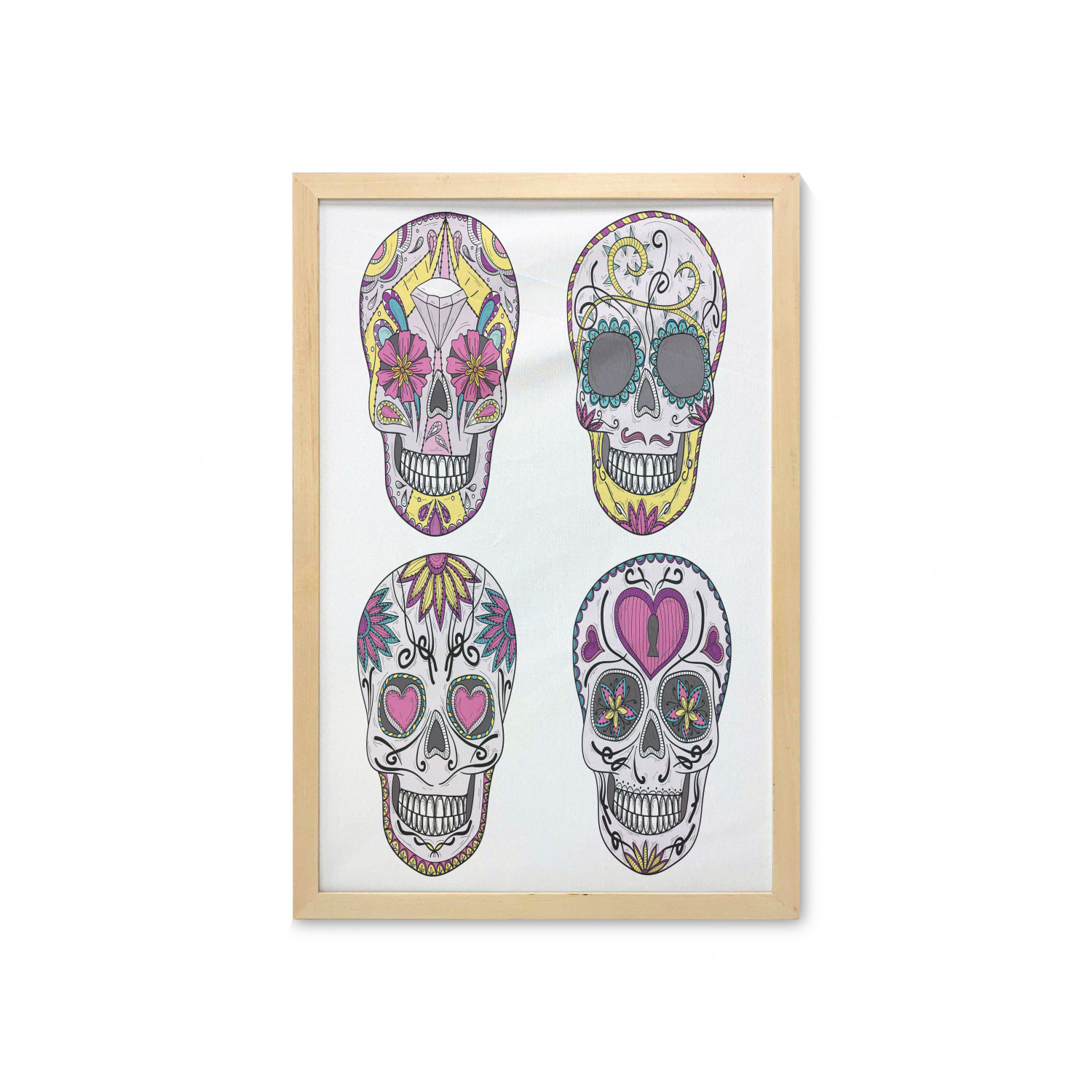 Ambesonne Sugar Skull Wall Art with Frame for Bathrooms Living Room Dorms - Picture 20 of 121