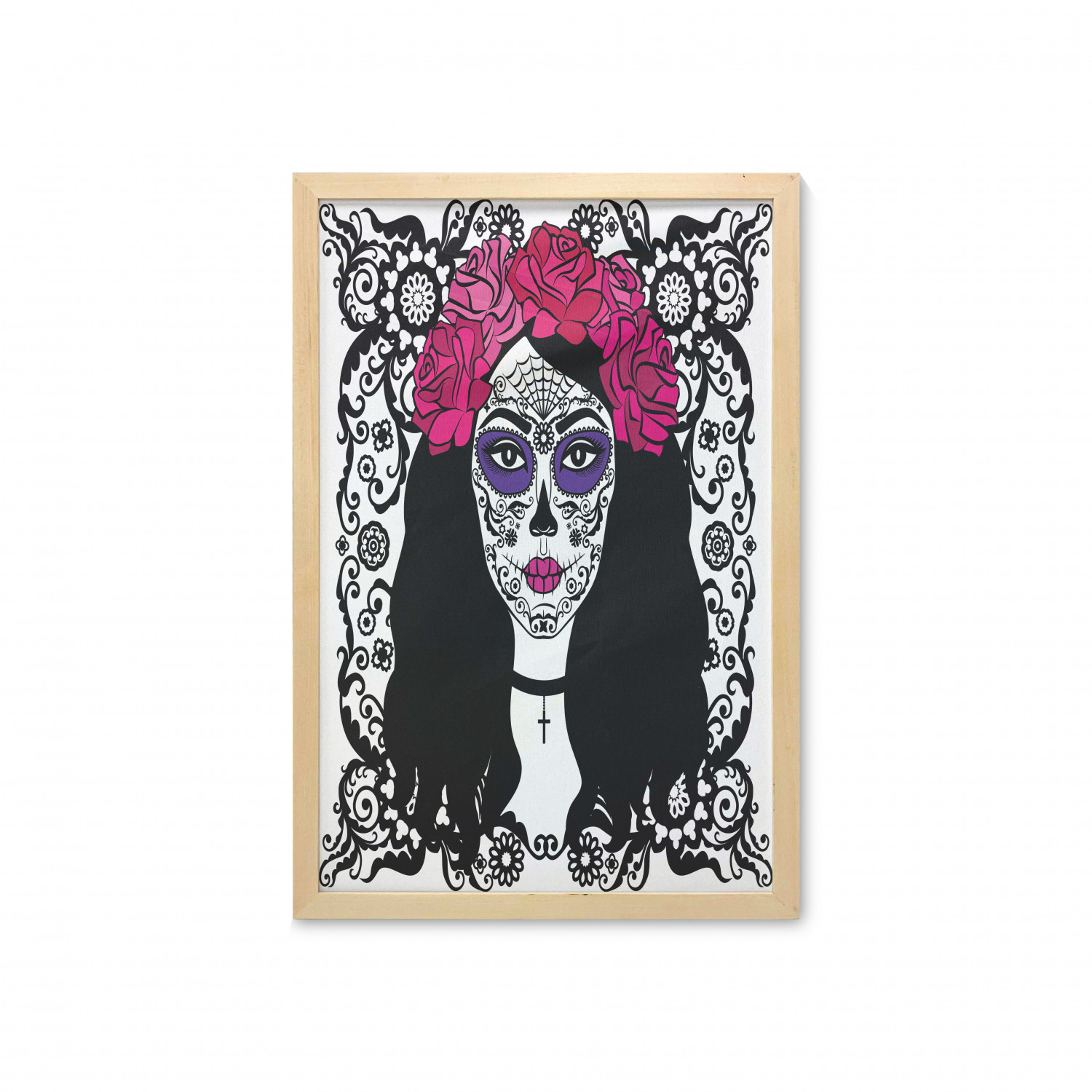 Ambesonne Sugar Skull Wall Art with Frame for Bathrooms Living Room Dorms - Picture 56 of 121