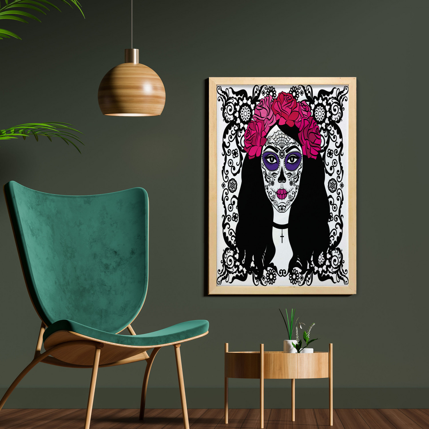 Ambesonne Sugar Skull Wall Art with Frame for Bathrooms Living Room Dorms - Picture 57 of 121