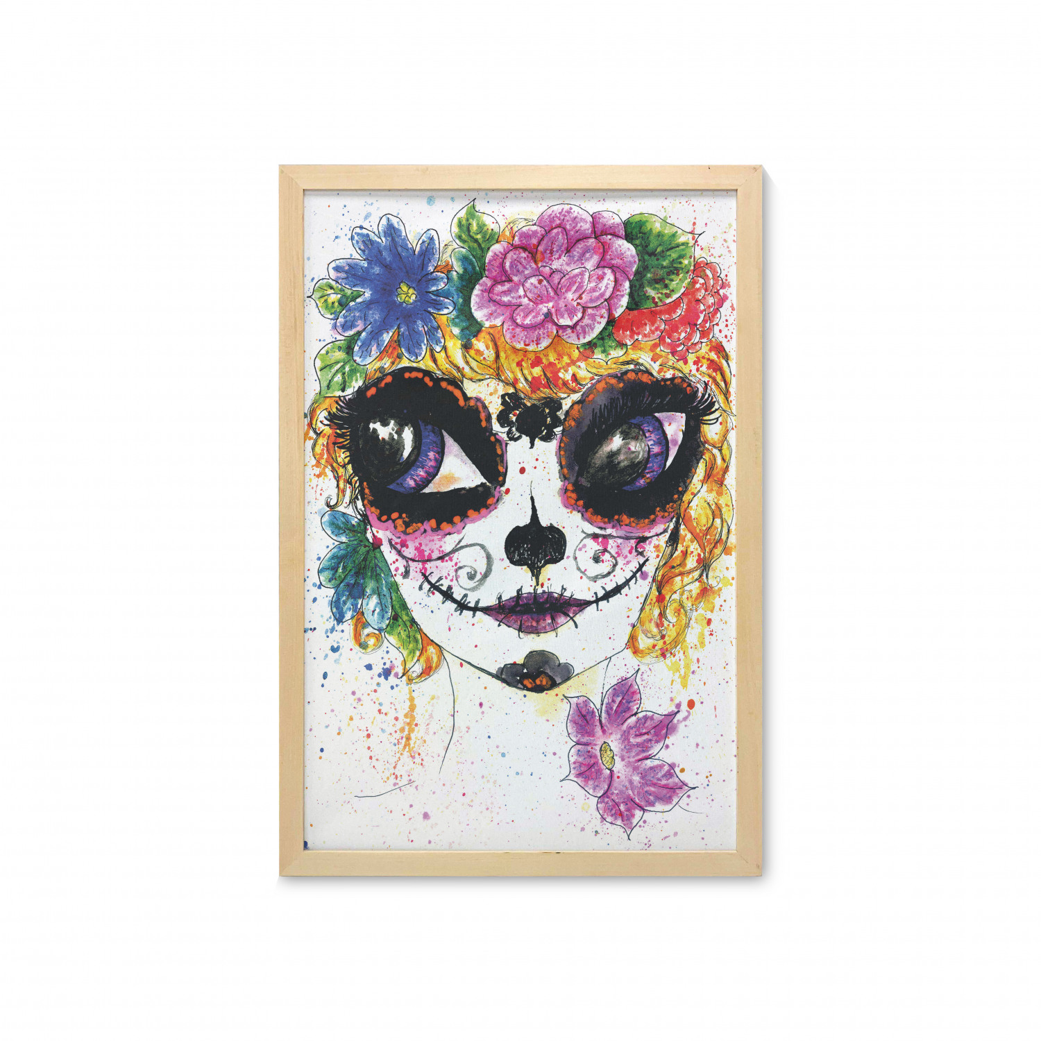 Ambesonne Sugar Skull Wall Art with Frame for Bathrooms Living Room Dorms - Picture 86 of 121