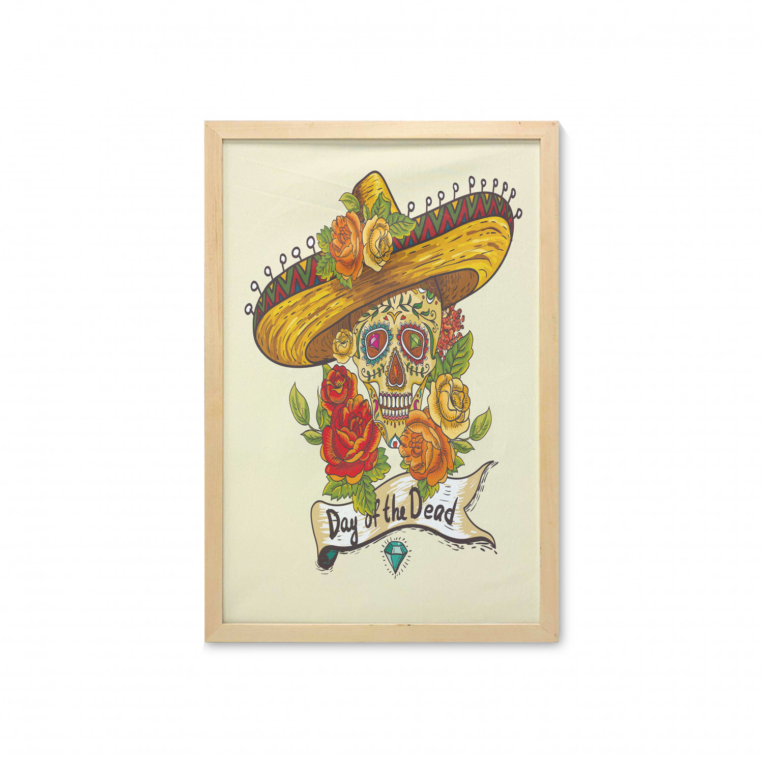 Ambesonne Sugar Skull Wall Art with Frame for Bathrooms Living Room Dorms - Picture 112 of 121