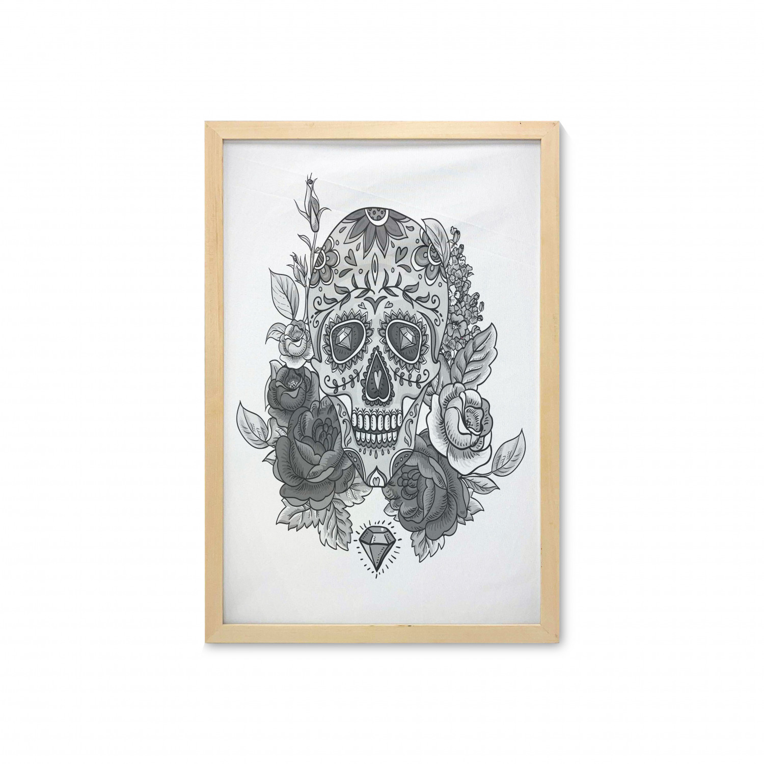Ambesonne Sugar Skull Wall Art with Frame for Bathrooms Living Room Dorms - Picture 108 of 121