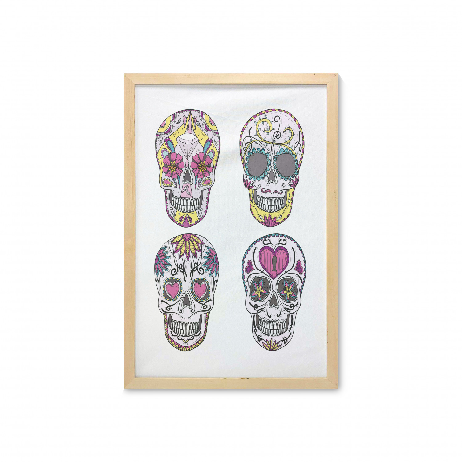 Ambesonne Sugar Skull Wall Art with Frame for Bathrooms Living Room Dorms - Picture 92 of 121