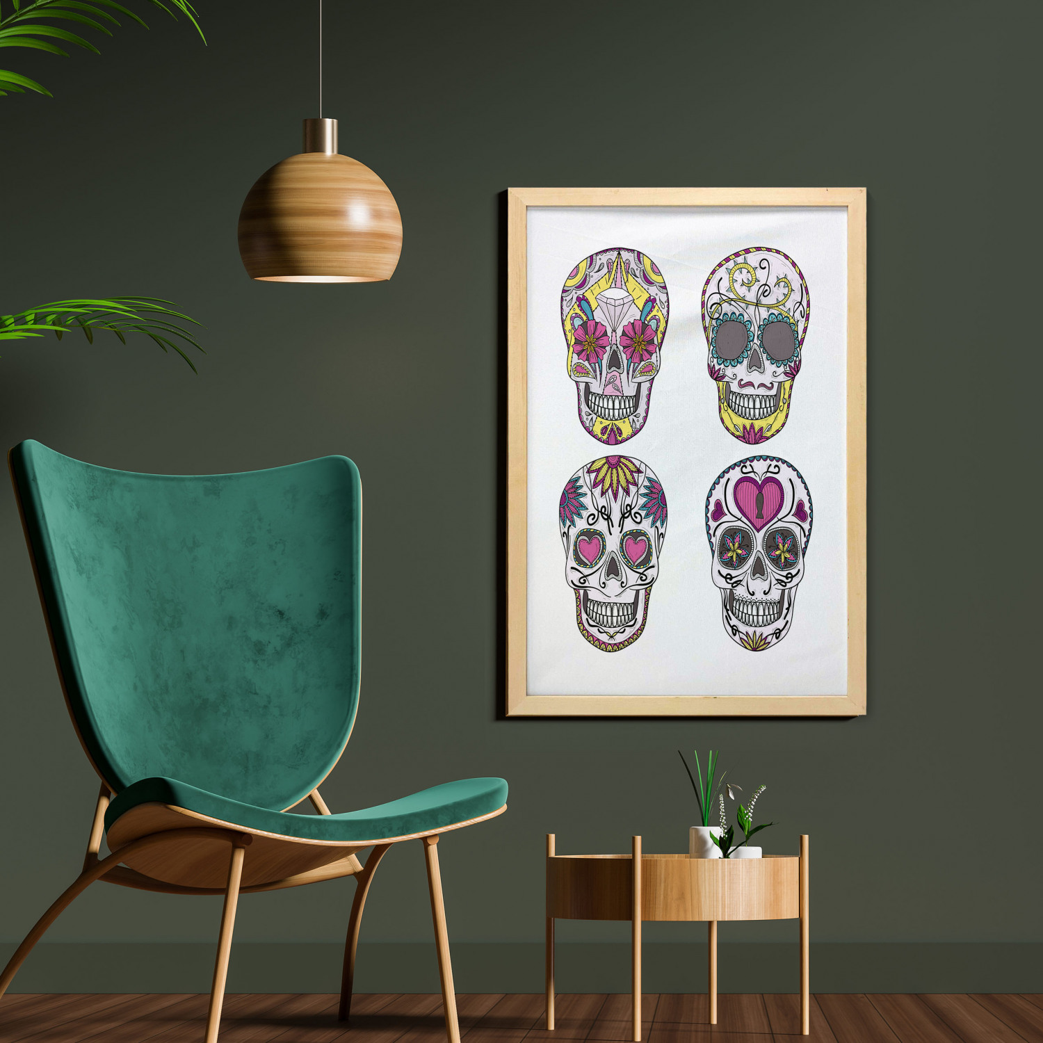 Ambesonne Sugar Skull Wall Art with Frame for Bathrooms Living Room Dorms - Picture 93 of 121