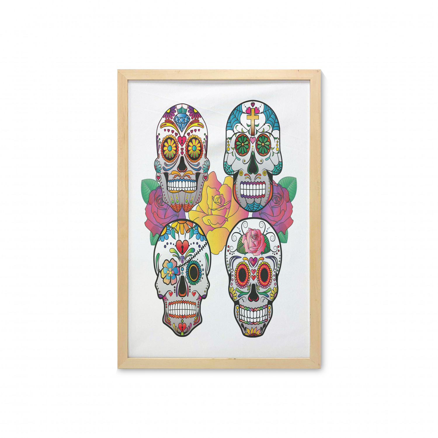 Ambesonne Sugar Skull Wall Art with Frame for Bathrooms Living Room Dorms - Picture 106 of 121