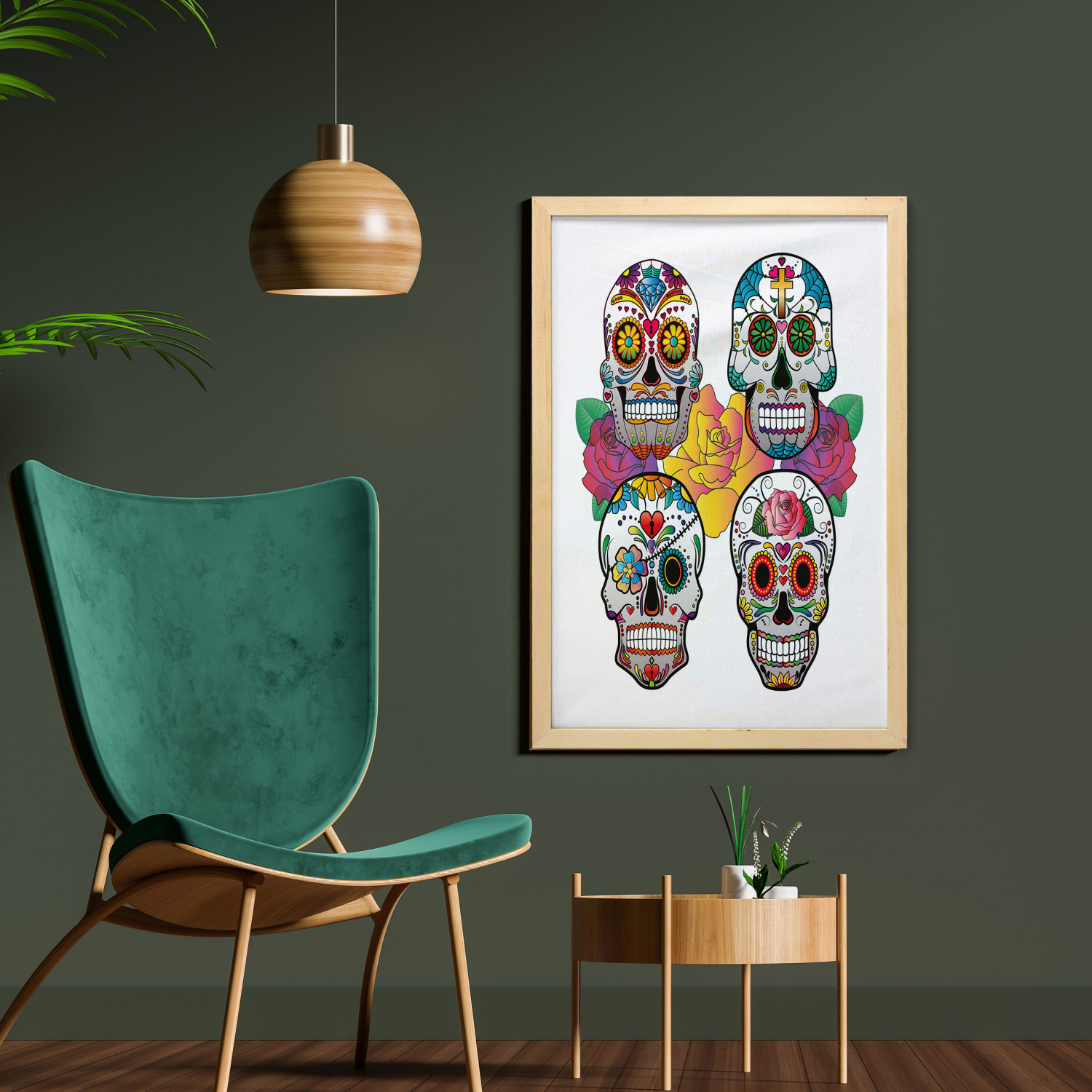 Ambesonne Sugar Skull Wall Art with Frame for Bathrooms Living Room Dorms - Picture 107 of 121