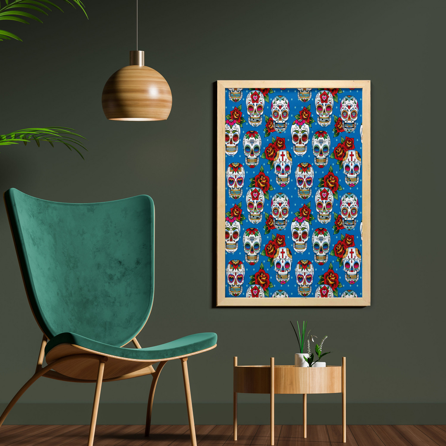 Ambesonne Sugar Skull Wall Art with Frame for Bathrooms Living Room Dorms - Picture 91 of 121