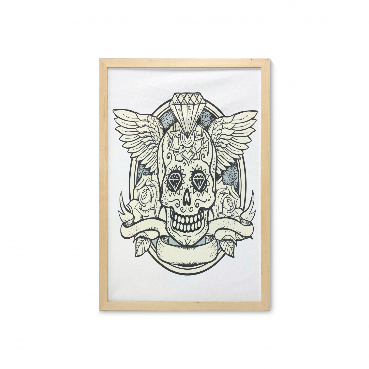 Ambesonne Sugar Skull Wall Art with Frame for Bathrooms Living Room Dorms - Picture 10 of 121
