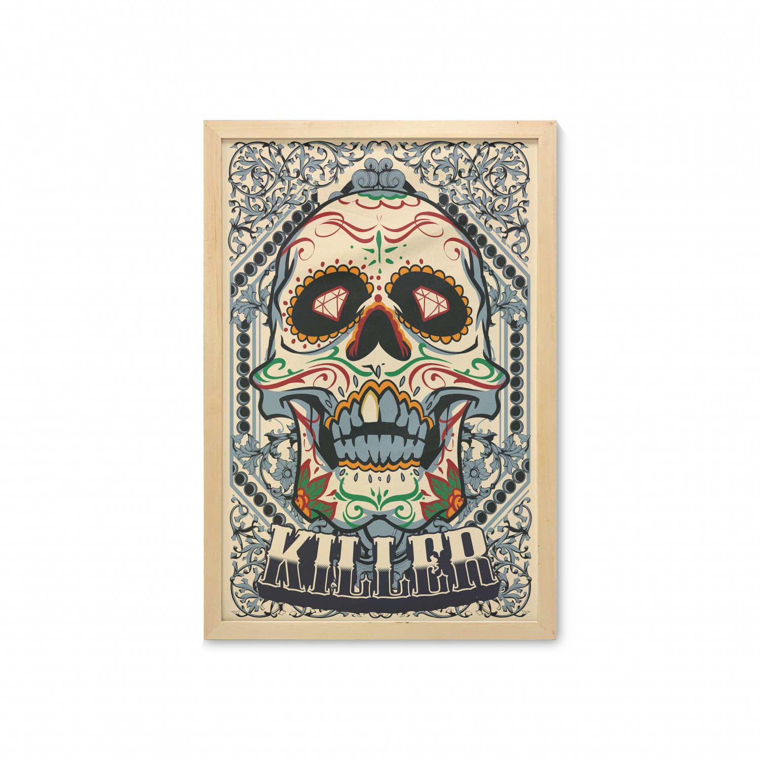 Ambesonne Sugar Skull Wall Art with Frame for Bathrooms Living Room Dorms - Picture 60 of 121