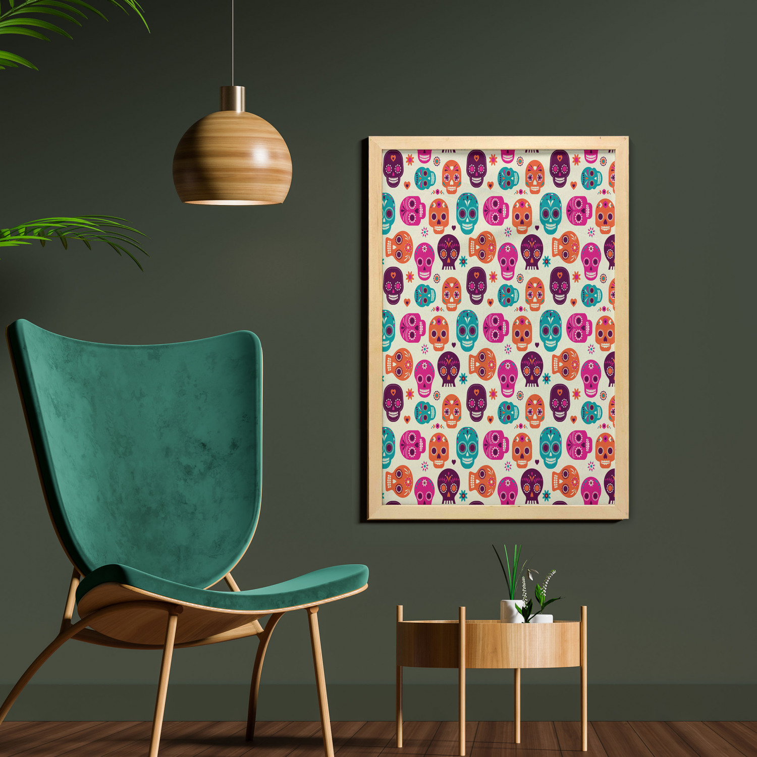 Ambesonne Sugar Skull Wall Art with Frame for Bathrooms Living Room Dorms - Picture 63 of 121