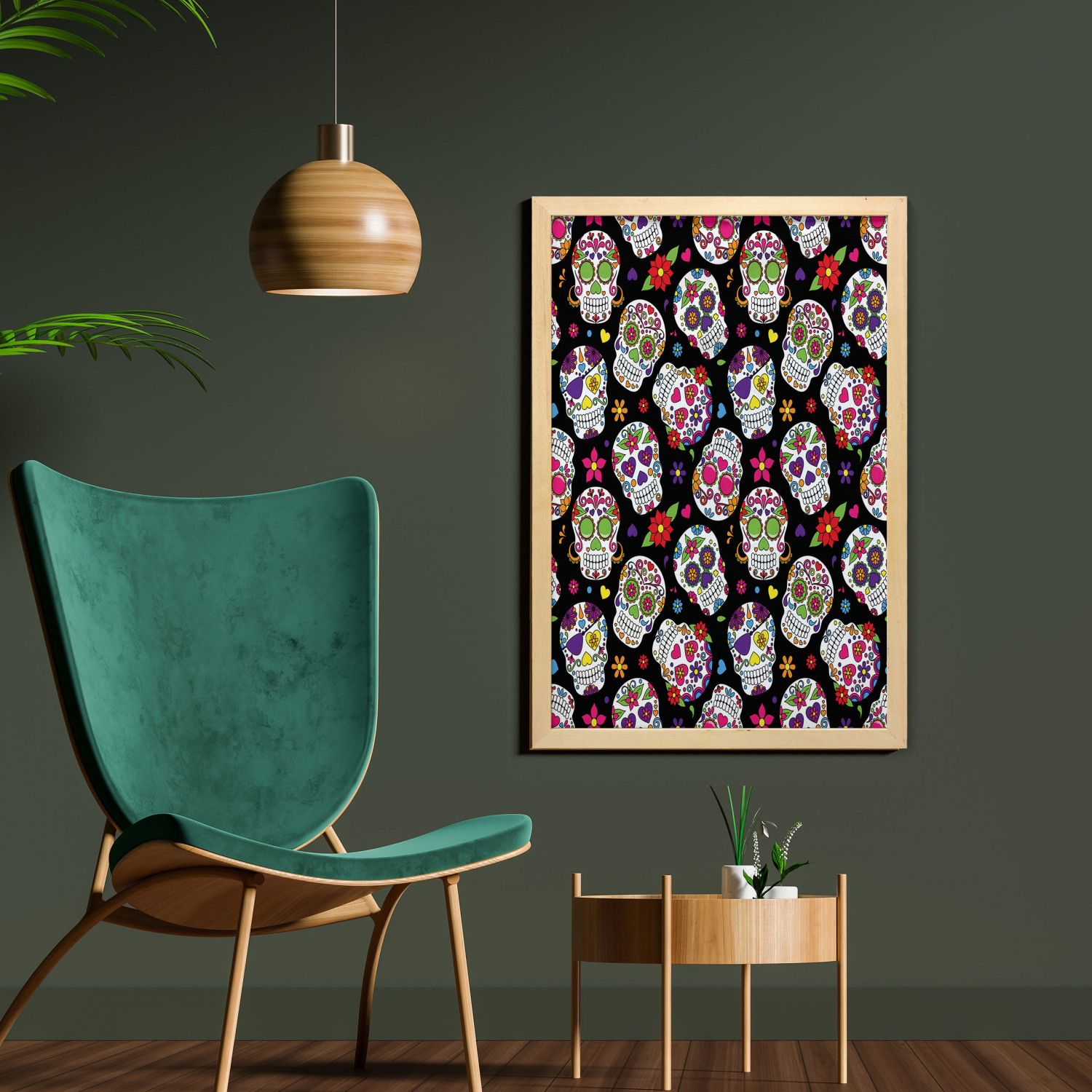Ambesonne Sugar Skull Wall Art with Frame for Bathrooms Living Room Dorms - Picture 97 of 121