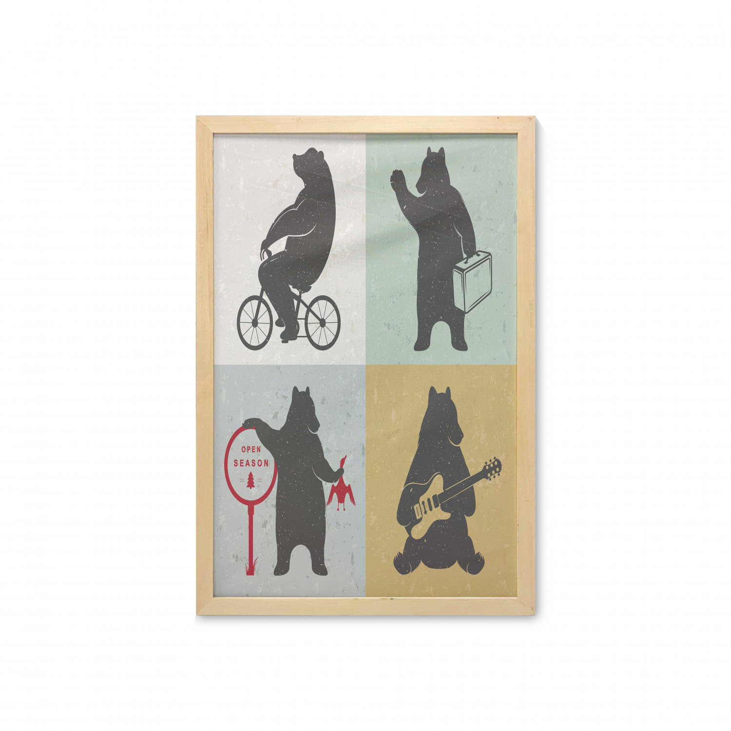 Ambesonne Bear Pattern Wall Art with Frame for Bathrooms Living Room Dorms - Picture 48 of 121