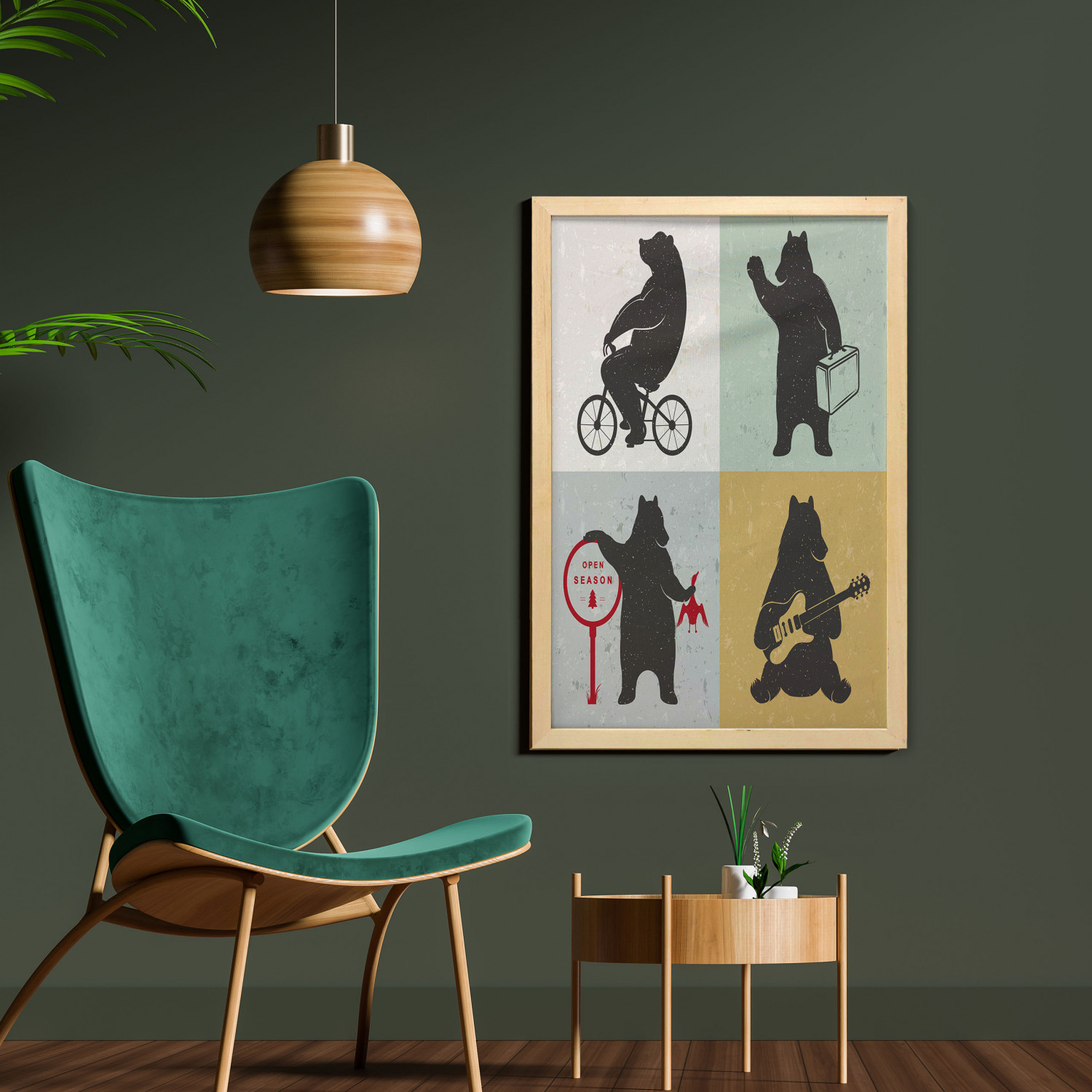 Ambesonne Bear Pattern Wall Art with Frame for Bathrooms Living Room Dorms - Picture 49 of 121