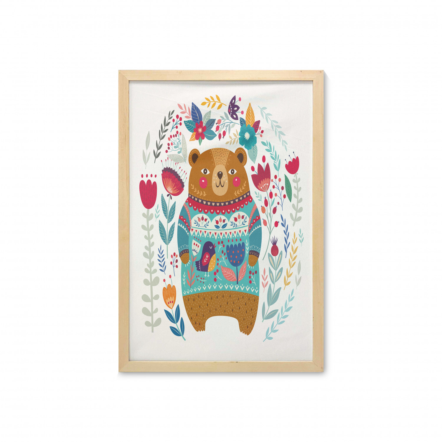 Ambesonne Bear Pattern Wall Art with Frame for Bathrooms Living Room Dorms - Picture 26 of 121