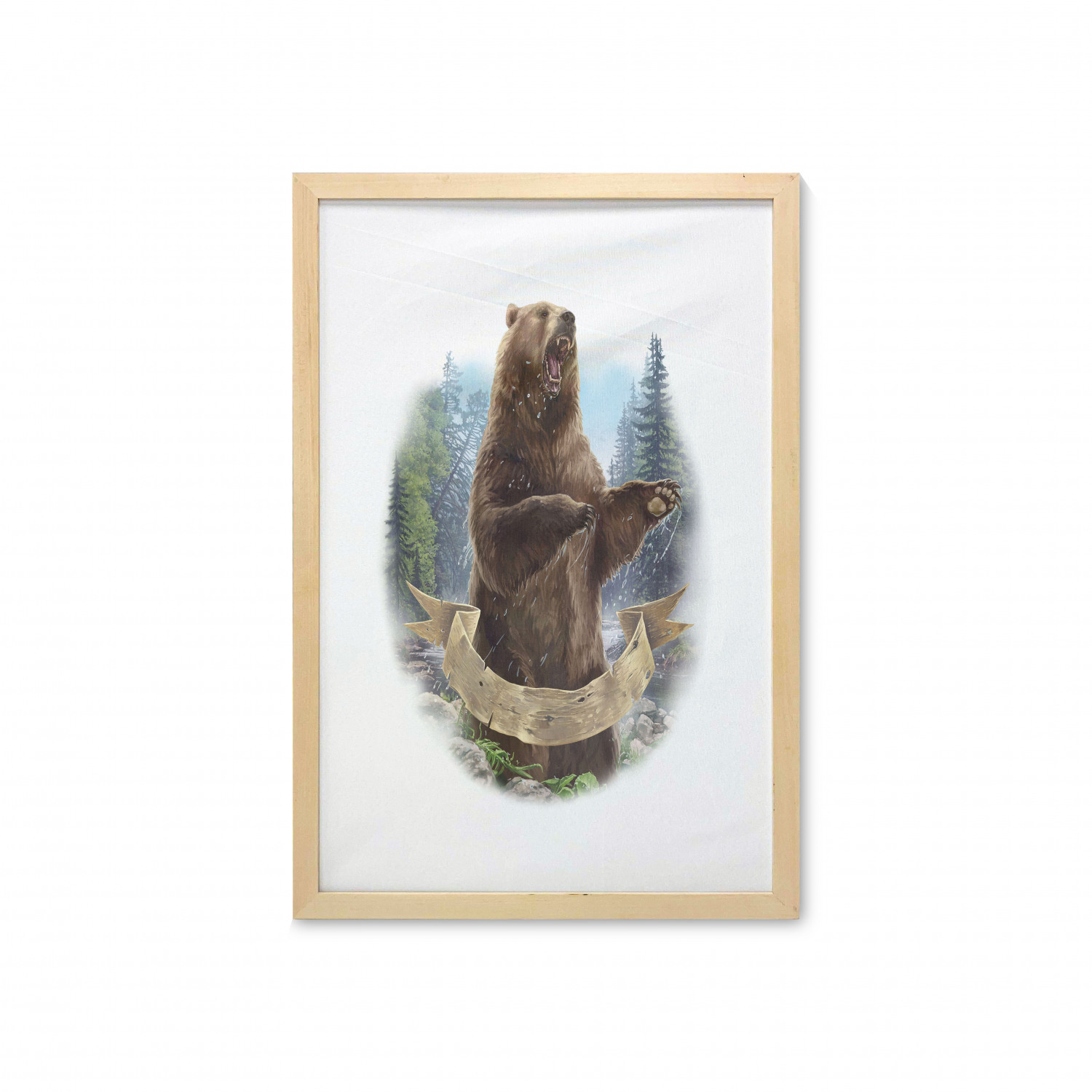 Ambesonne Bear Pattern Wall Art with Frame for Bathrooms Living Room Dorms - Picture 8 of 121