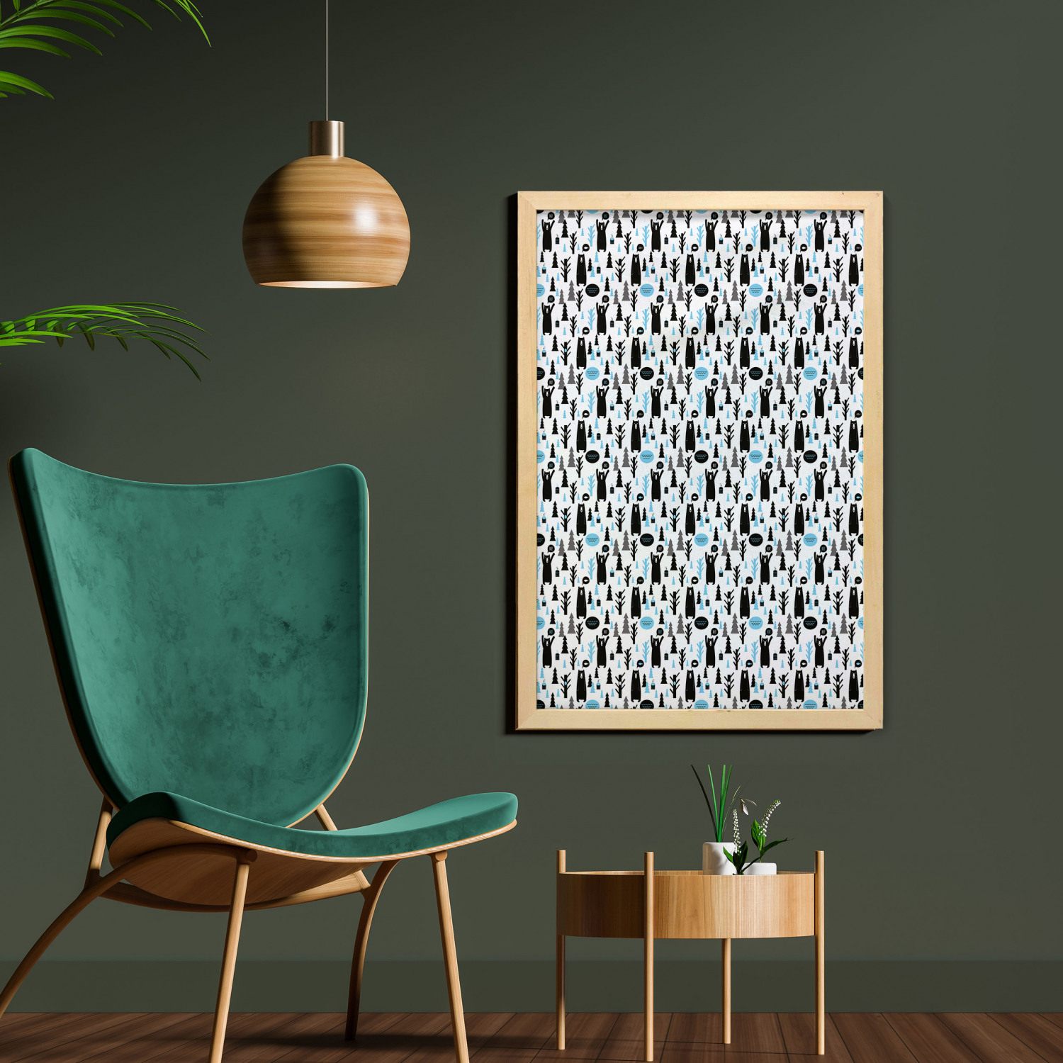 Ambesonne Bear Pattern Wall Art with Frame for Bathrooms Living Room Dorms - Picture 81 of 121