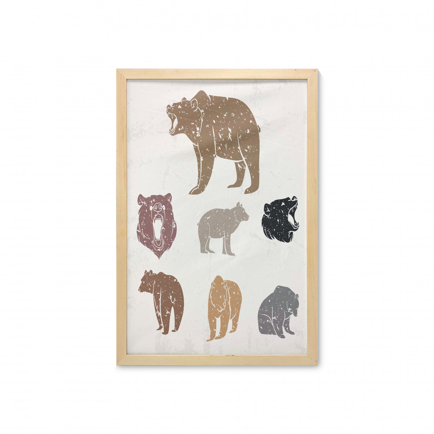 Ambesonne Bear Pattern Wall Art with Frame for Bathrooms Living Room Dorms - Picture 64 of 121