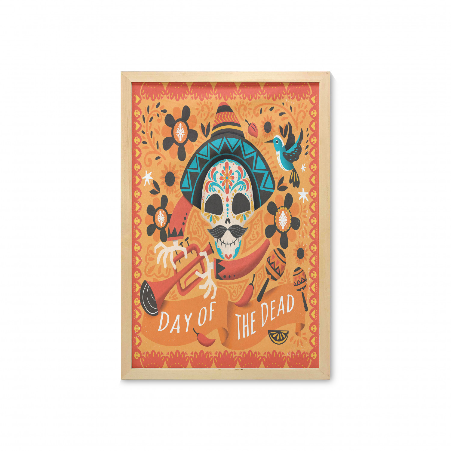Ambesonne Sugar Skull Wall Art with Frame for Bathrooms Living Room Dorms - Picture 116 of 121