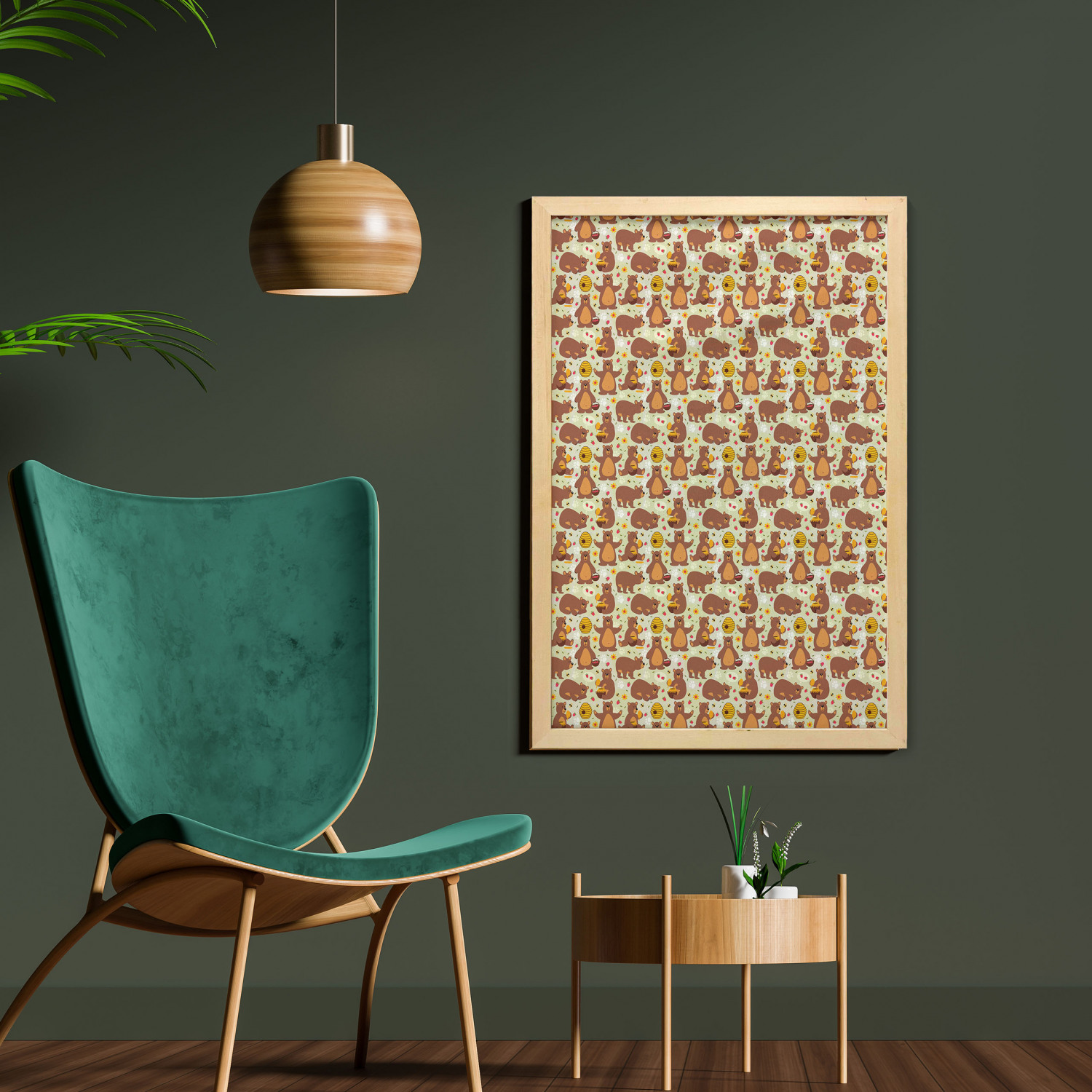 Ambesonne Bear Pattern Wall Art with Frame for Bathrooms Living Room Dorms - Picture 115 of 121