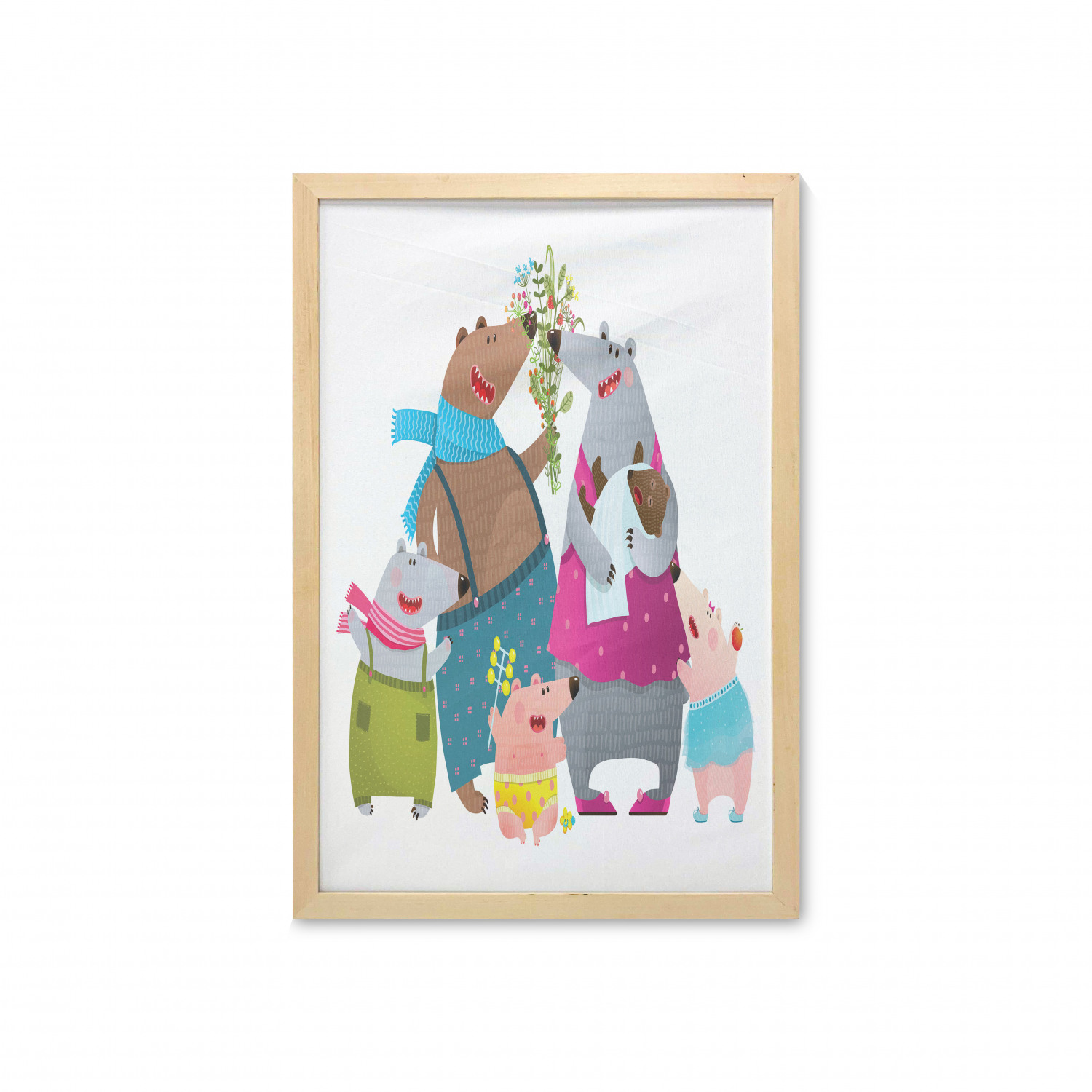 Ambesonne Bear Pattern Wall Art with Frame for Bathrooms Living Room Dorms - Picture 38 of 121