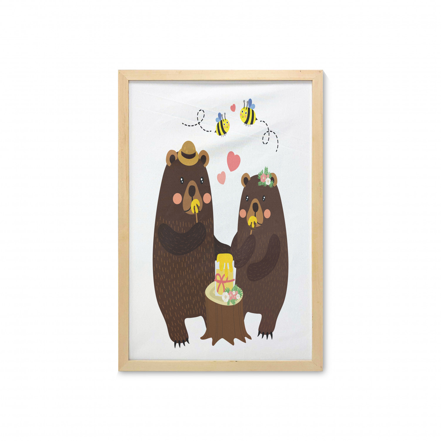 Ambesonne Bear Pattern Wall Art with Frame for Bathrooms Living Room Dorms - Picture 42 of 121