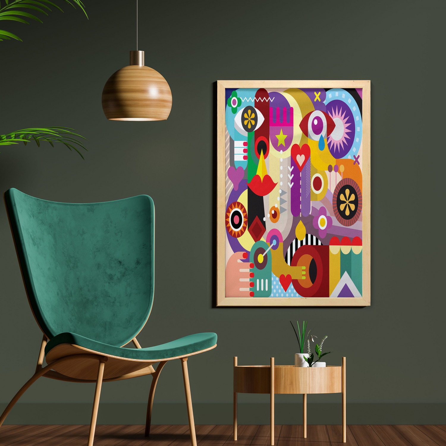 Ambesonne Abstract Image Wall Art with Frame for Bathrooms Living Room