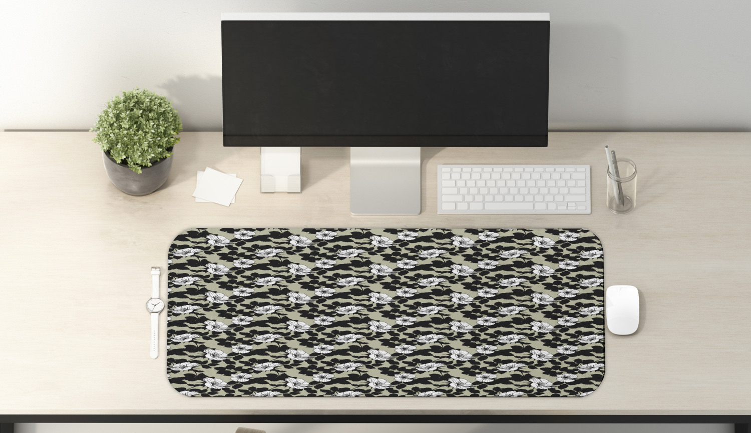 Ambesonne Floral Blossom Rectangle Non-Slip Mousepad, 31" x 12" Gaming Size - Picture 101 of 105