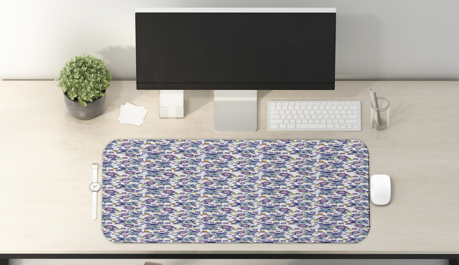 Ambesonne Floral Blossom Rectangle Non-Slip Mousepad, 31" x 12" Gaming Size - Picture 7 of 105