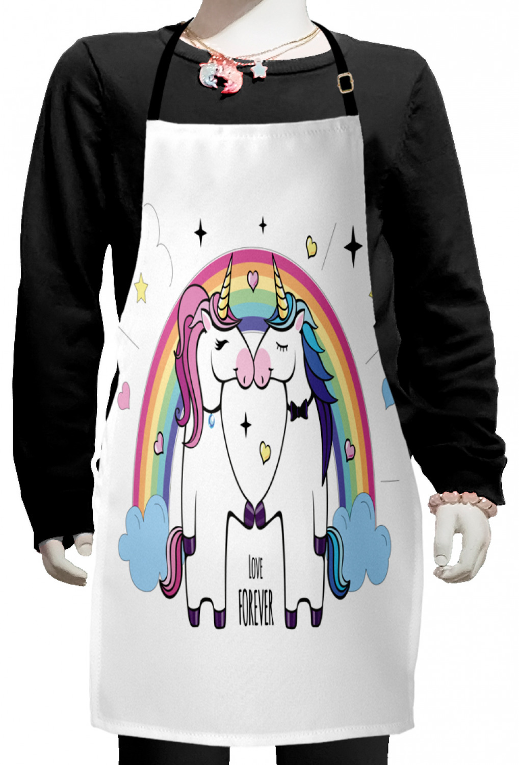 Ambesonne Rainbow Fun Kids Apron Boys Girls Apron Bib Cooking & Painting