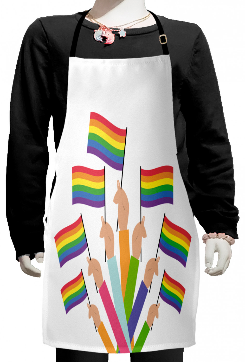 Ambesonne Rainbow Fun Kids Apron Boys Girls Apron Bib Cooking & Painting