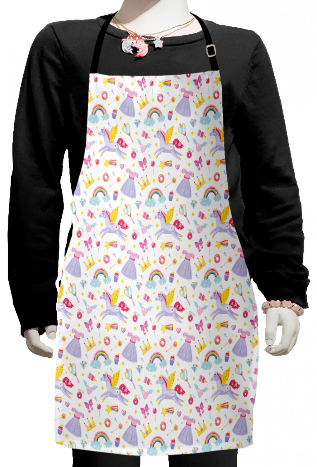 Ambesonne Rainbow Fun Kids Apron Boys Girls Apron Bib Cooking & Painting