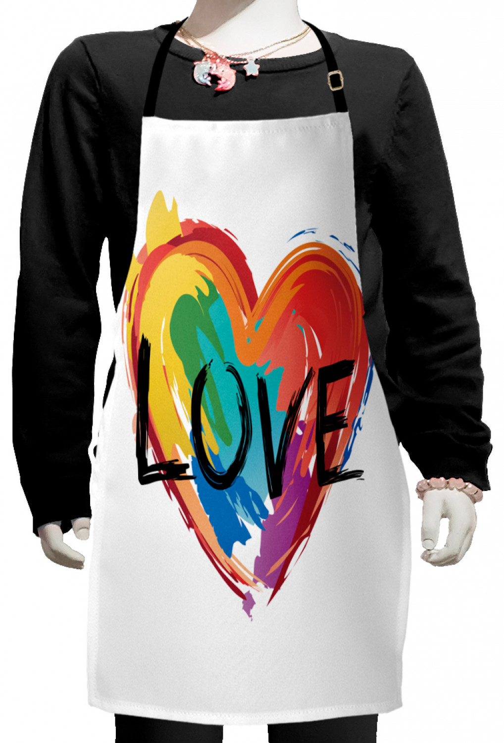 Ambesonne Rainbow Fun Kids Apron Boys Girls Apron Bib Cooking & Painting