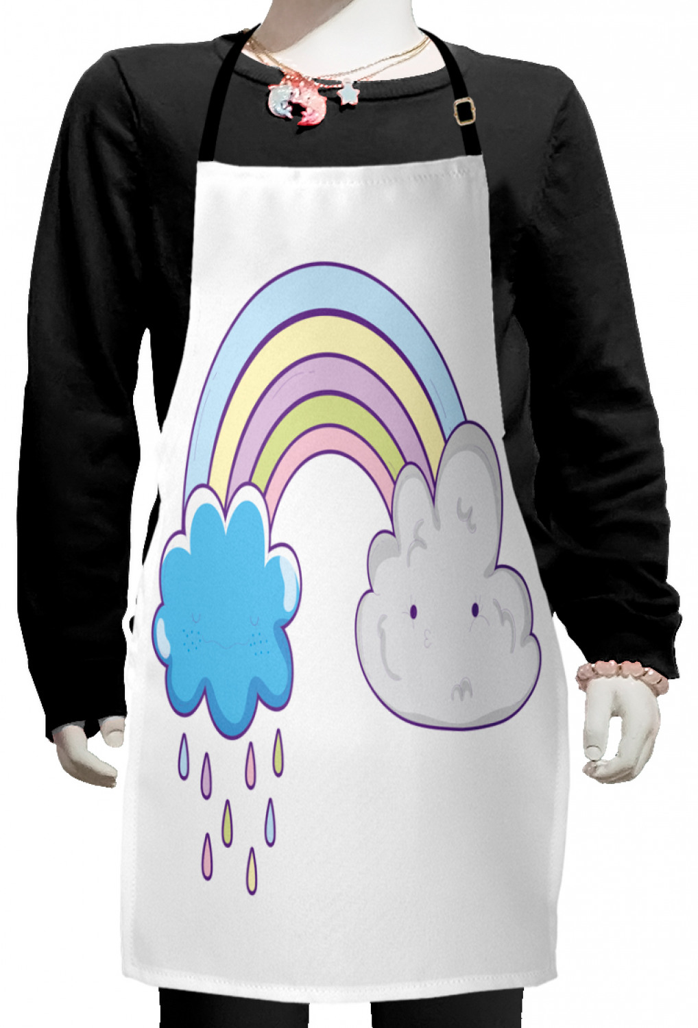 Ambesonne Rainbow Fun Kids Apron Boys Girls Apron Bib Cooking & Painting