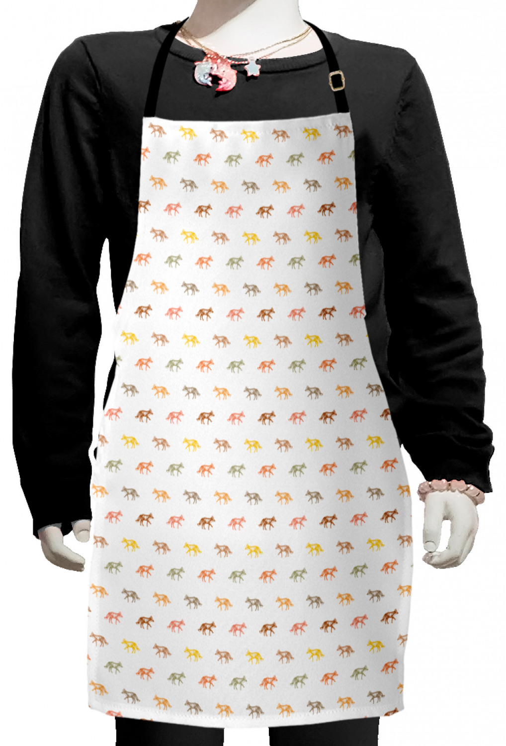 Ambesonne Fox Animal Kids Apron Boys Girls Apron Bib Cooking & Painting