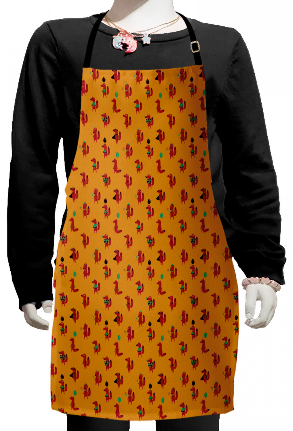 Ambesonne Fox Animal Kids Apron Boys Girls Apron Bib Cooking & Painting