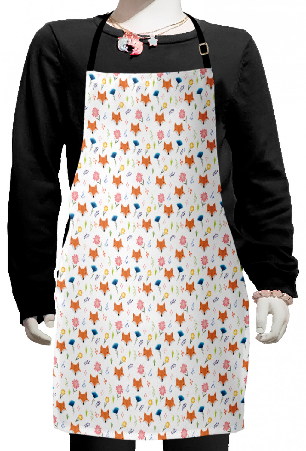 Ambesonne Fox Animal Kids Apron Boys Girls Apron Bib Cooking & Painting